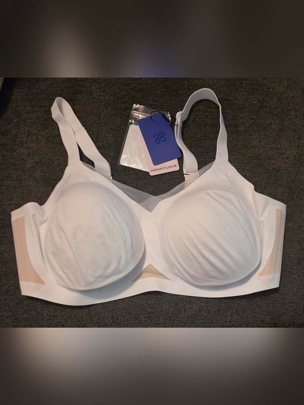 Honeylove White Wireless Support Bra with Mesh Accent. Size 2X+ NWT